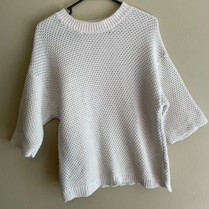 J. Crew Chunky knit white short sleeve sweater, size M